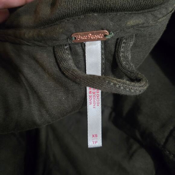 Free People Dolman Quilted Knit Jacket Green Olive Bomber Oversizes Cotton XS - Picture 7 of 16